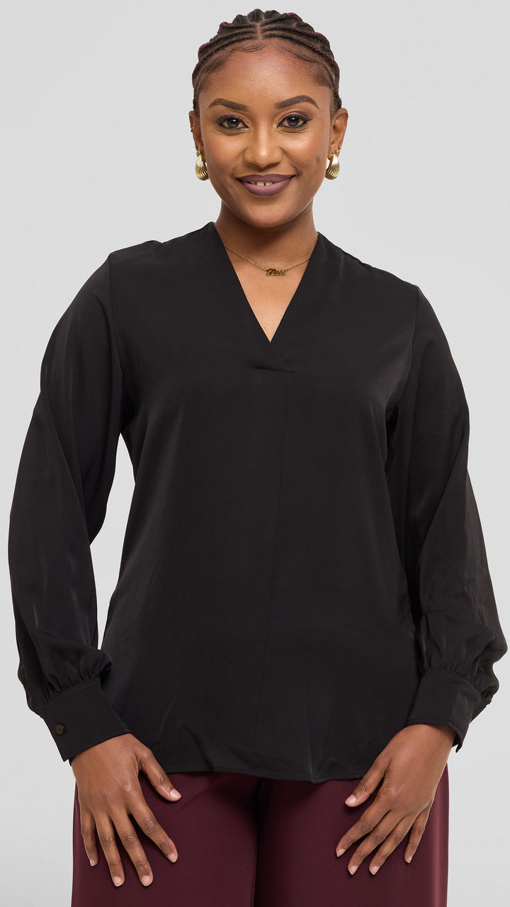 Vivo Ajani V-Neck Top - Black