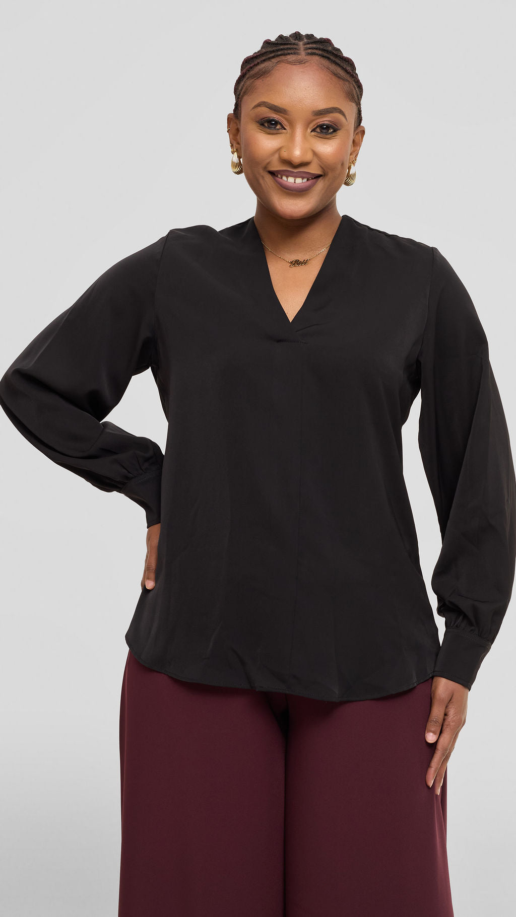 Vivo Ajani V-Neck Top - Black