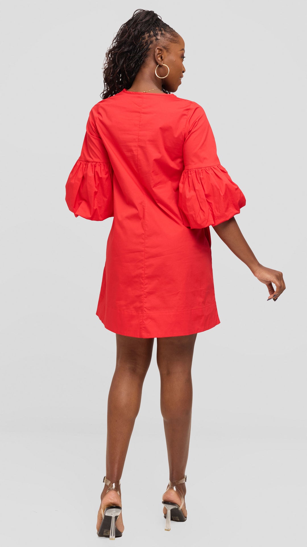 Safari Mansi Wide Hem Tent Dress in Cotton - Red