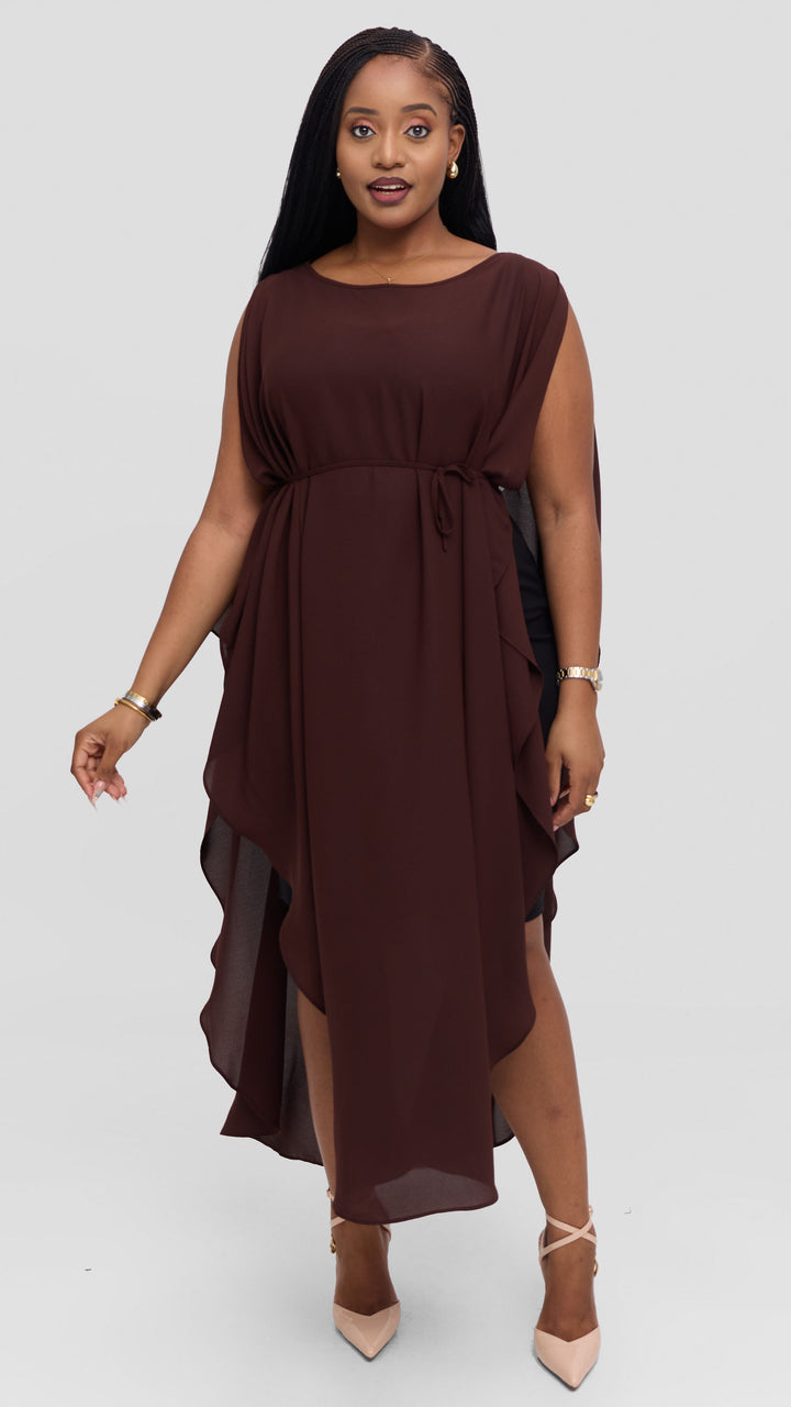Vivo Liora Scalloped Maxi Top - Chocolate