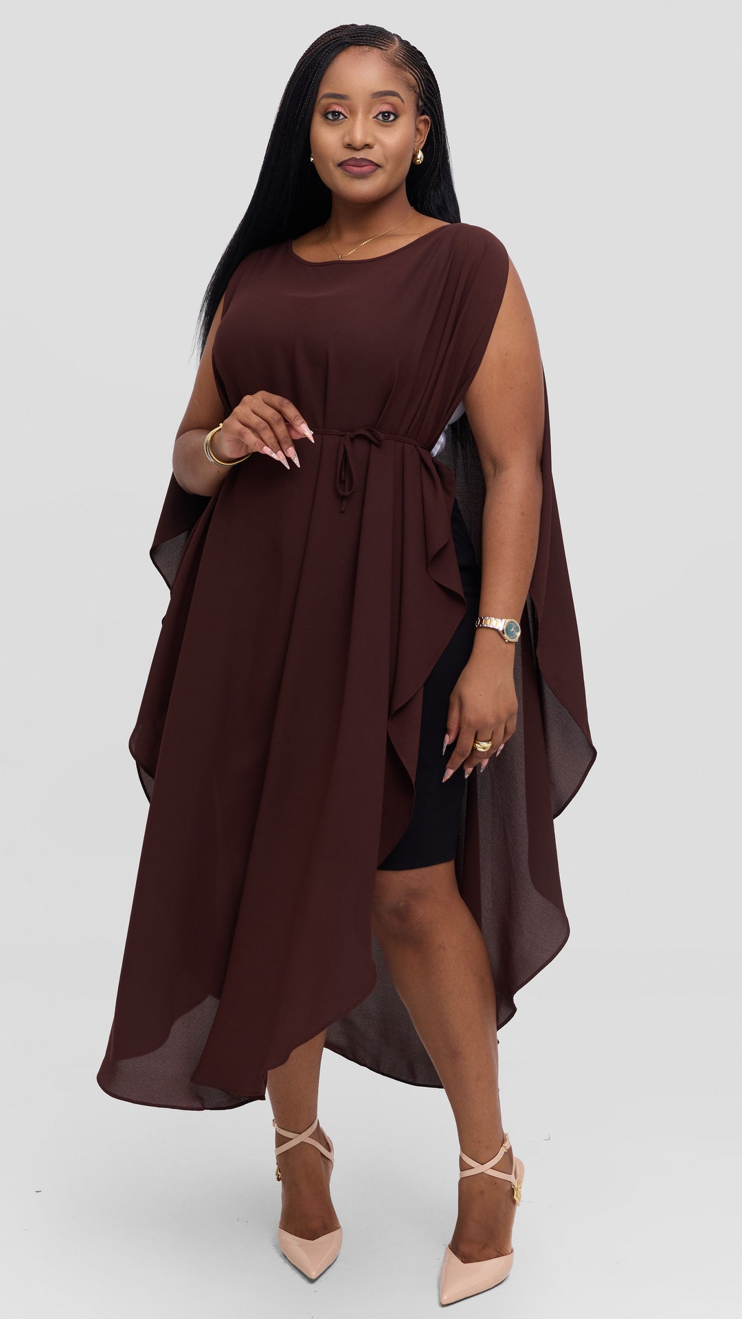 Vivo Liora Scalloped Maxi Top - Chocolate