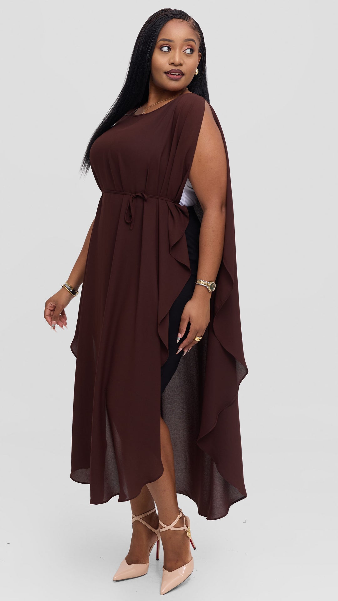 Vivo Liora Scalloped Maxi Top - Chocolate