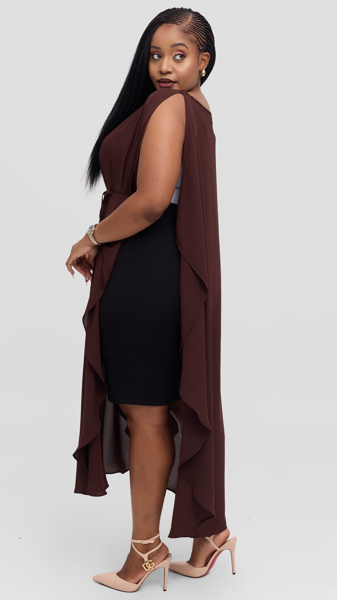 Vivo Liora Scalloped Maxi Top - Chocolate