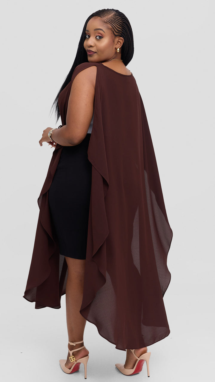 Vivo Liora Scalloped Maxi Top - Chocolate