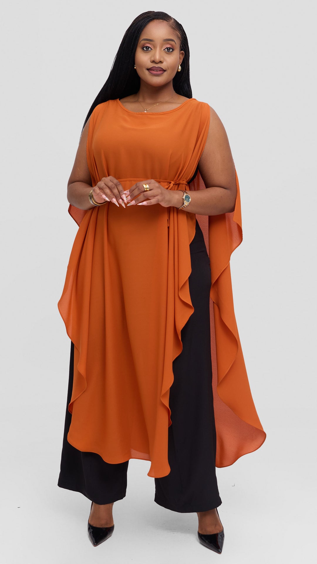 Vivo Liora Scalloped Maxi Top - Rust
