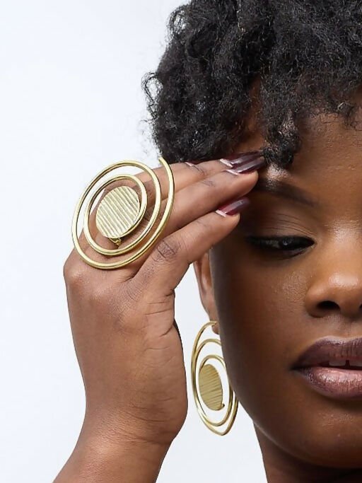 Kibali Adjustable Ring - Brass / Gold - Shopzetu