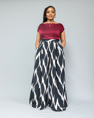 African Yuva Ayira Palazzo Pant - Black / White
