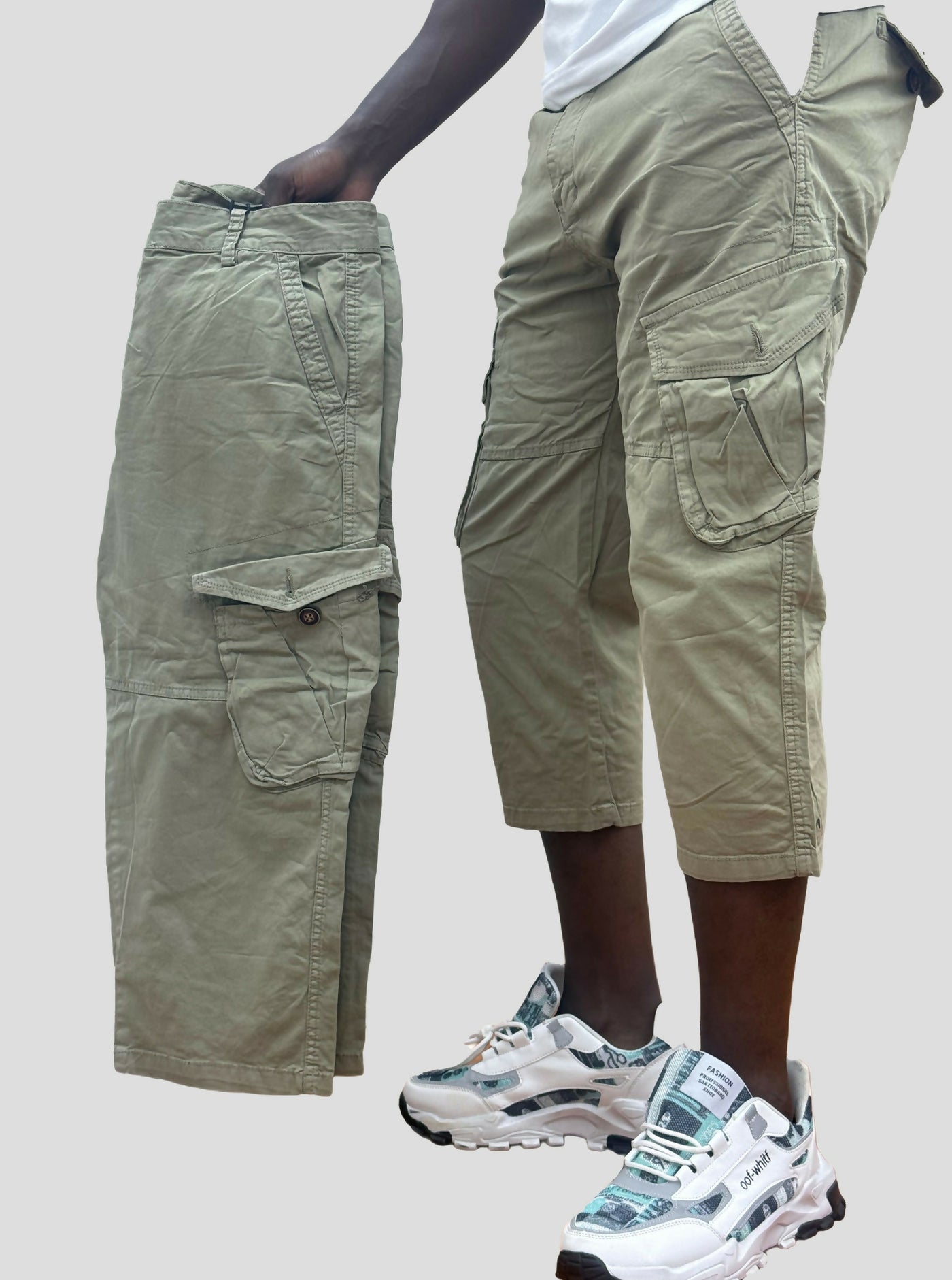 Stylish Brothers Men Long Cargo Short - Beige - Shopzetu