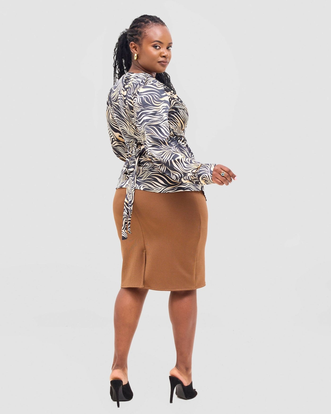 Silk House Collection Mia Skirt - Brown Checked - Shopzetu
