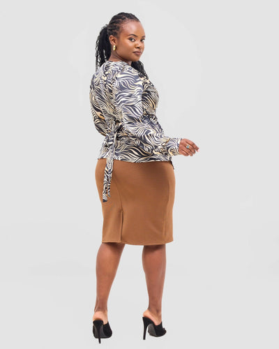 Silk House Collection Mia Skirt - Brown Checked - Shopzetu
