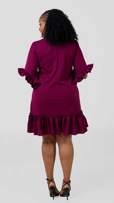 Mariste Nia Flair Shift Dress - Burgundy