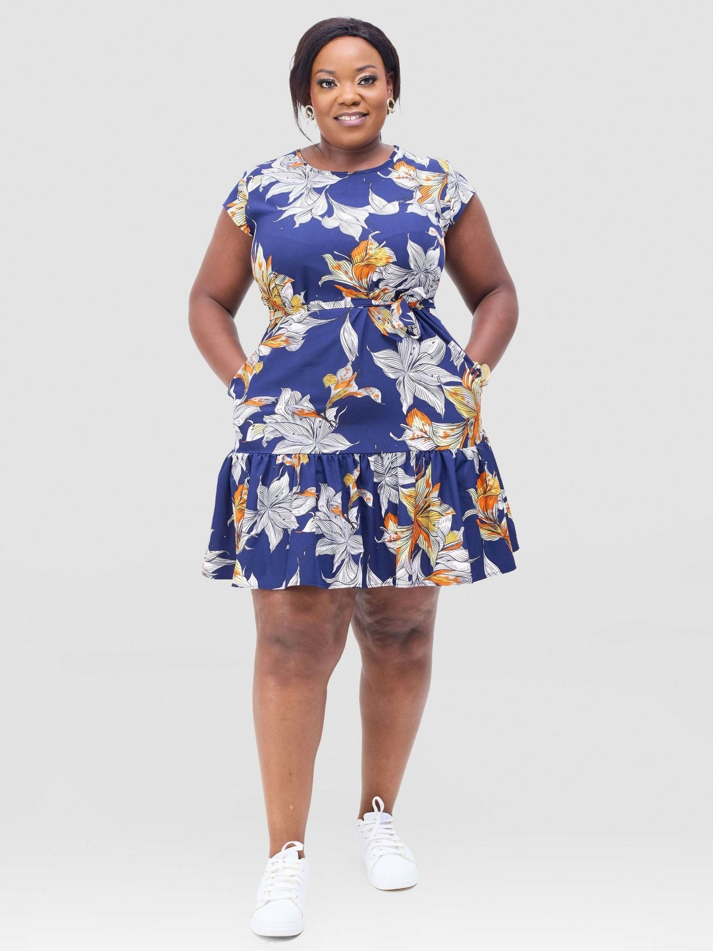 Lizola Udoka Shirt Dress - Navyblue / White / Green - Shopzetu