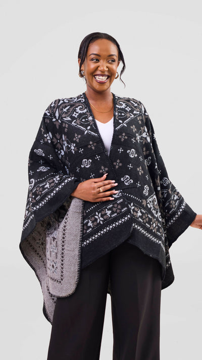 Afrodame Light Poncho - Black