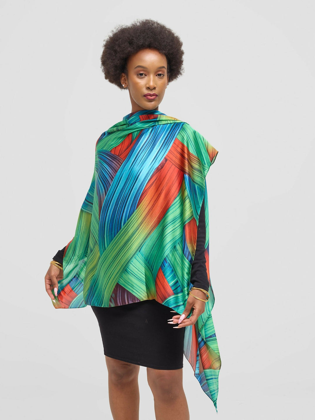 Ukiyo Lifestyle Silk Scarf - Green Print - Shopzetu