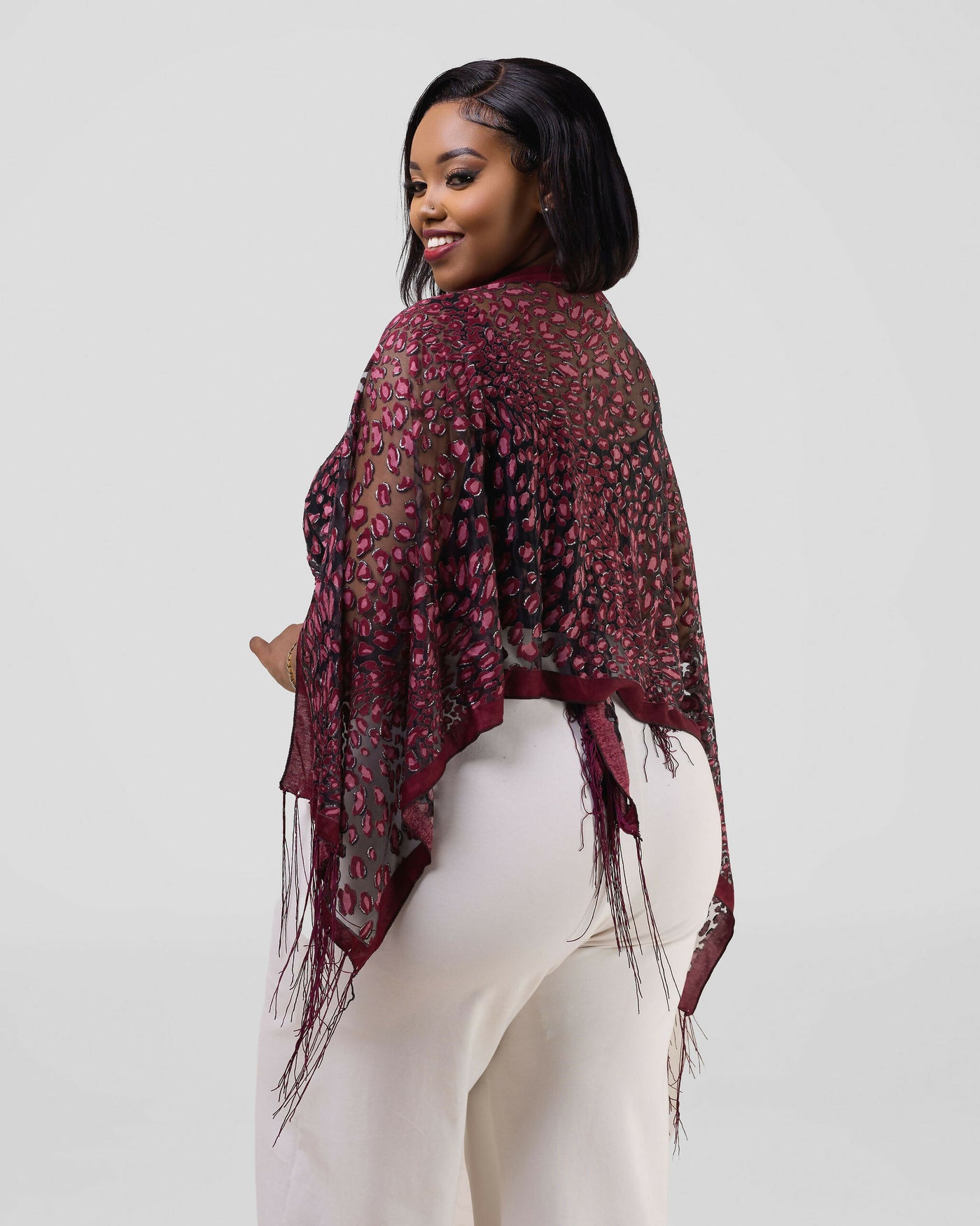 Accessorize With Style Exclusive Poncho - Burgundy