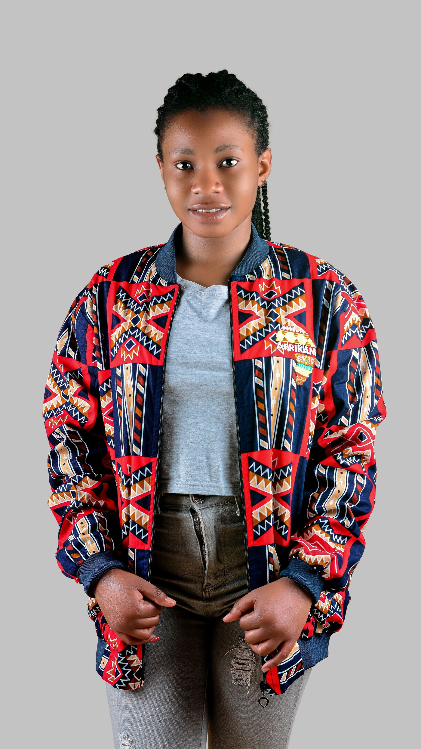 Afrikana Royal Bomber Jacket - Red Print