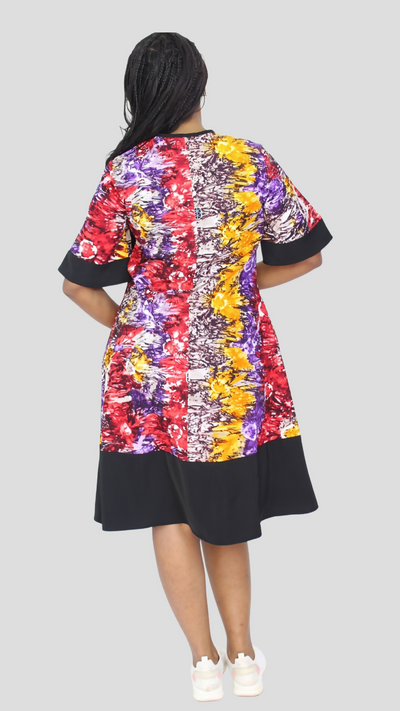 The Fashion Frenzy Curvy Plus Size Shani Shift Dress â€“ Rainbow Print