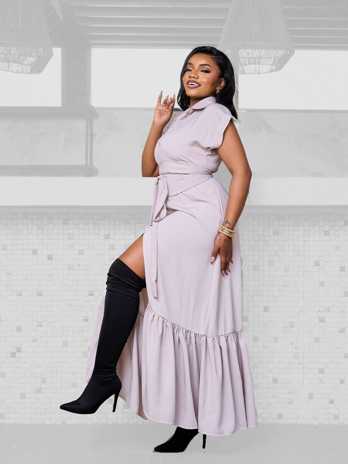 Plainchic Curvy Plus Size Nisha Dress - Nude