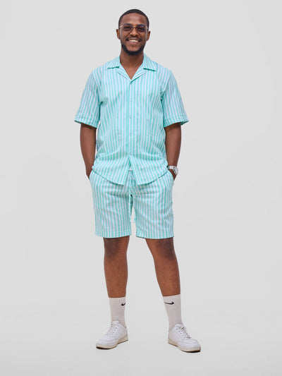 Safari by Vivo Mansi Mens Summer Shirt - Green Stripes