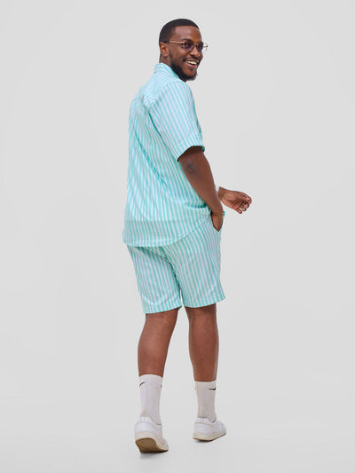 Safari by Vivo Mansi Mens Summer Shirt - Green Stripes