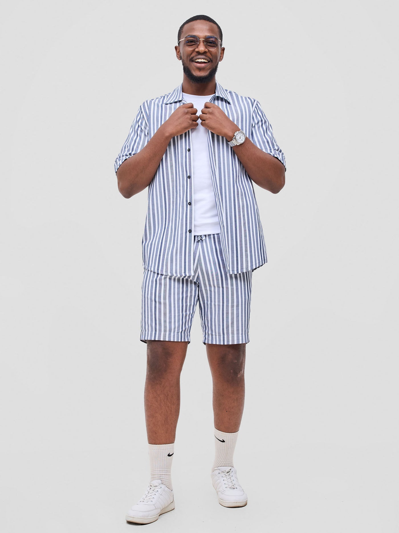 Safari by Vivo Mansi Mens Summer Shirt - Black Stripes