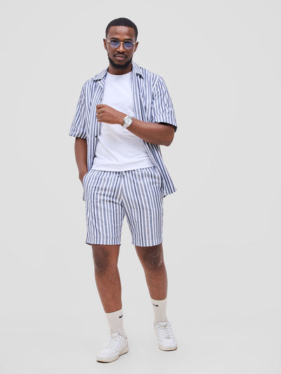 Safari by Vivo Mansi Mens Summer Shirt - Black Stripes