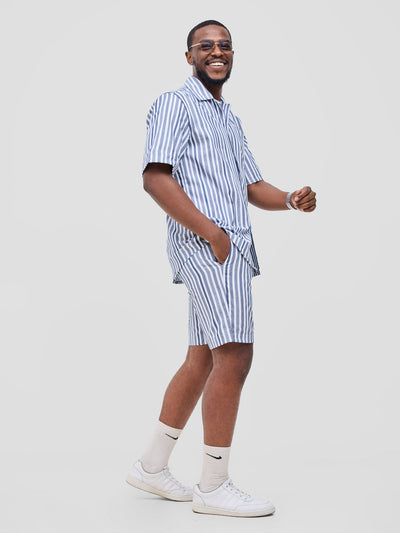 Safari by Vivo Mansi Mens Summer Shirt - Black Stripes