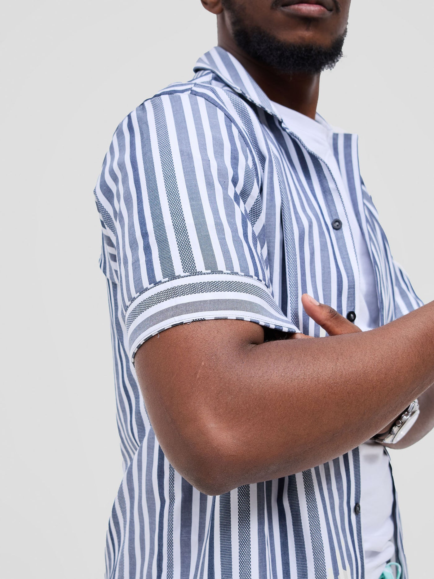 Safari by Vivo Mansi Mens Summer Shirt - Black Stripes