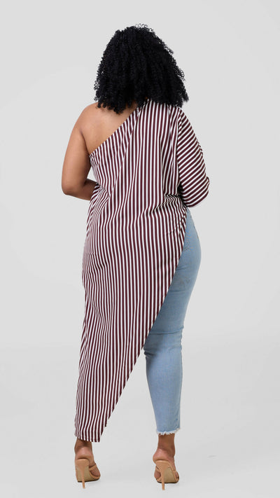 Pure Buxom One-Sided Longline Top - Maroon