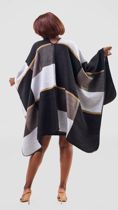 Afrodame Light Poncho - Black / White