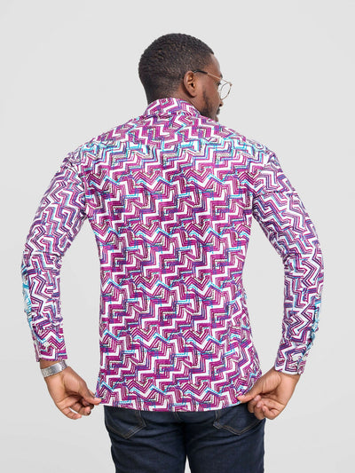 Mendilines Warm African Shirt - Purple / Blue - Shopzetu