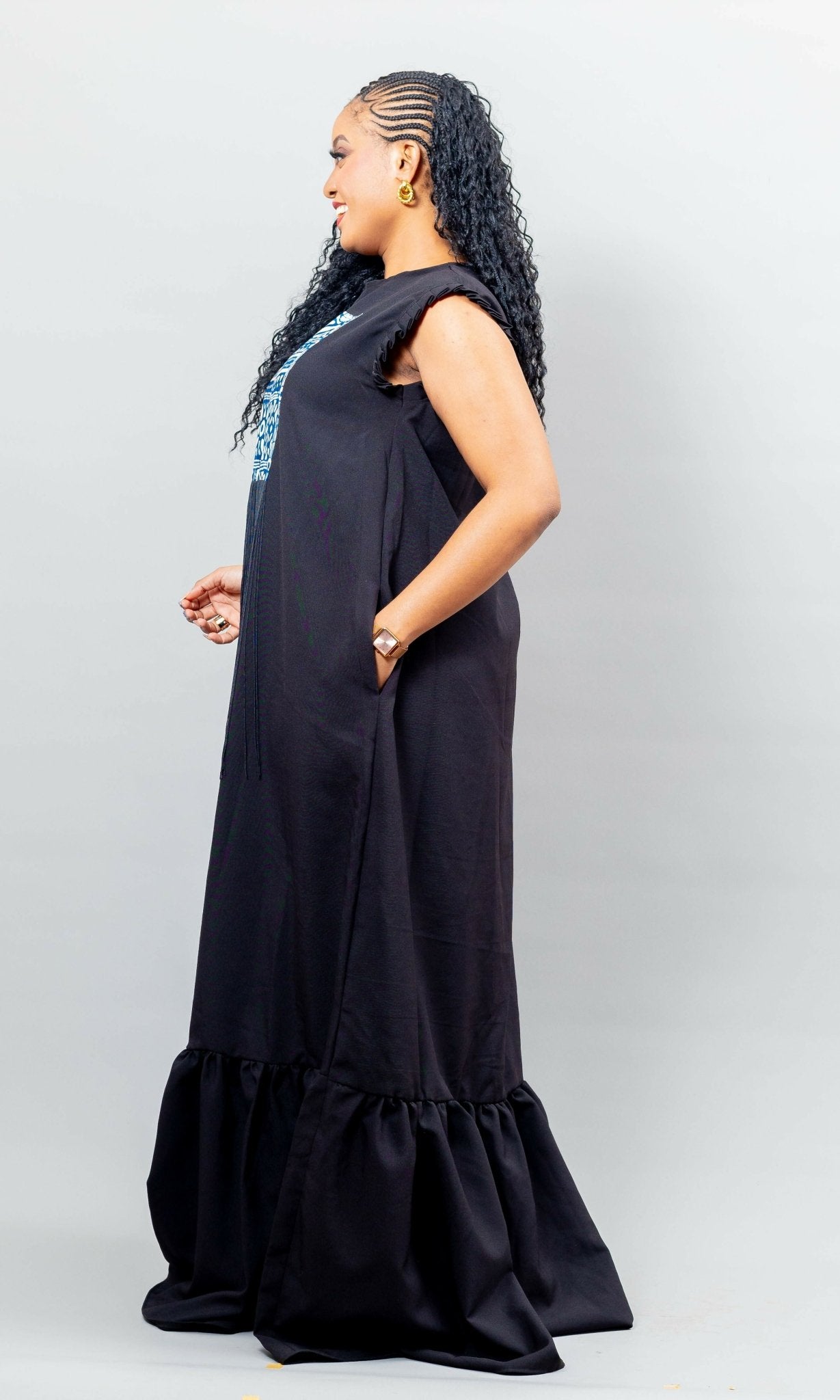 African Yuva Nova Dress - Black - Shopzetu
