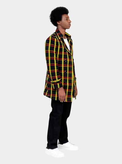 Rafiki Threads Kyro Trench Coat - Black Print
