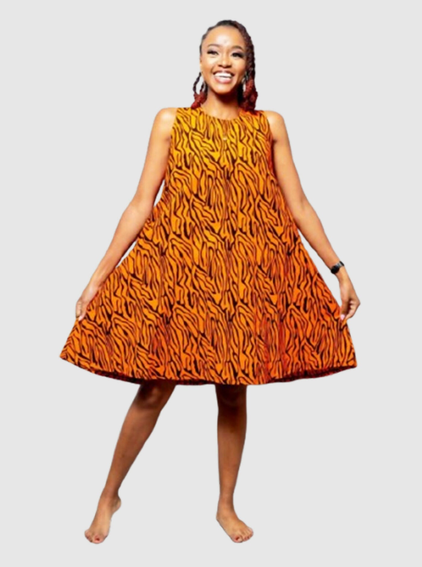 Afriwia Ankara Shift Dress - Orange - Shopzetu