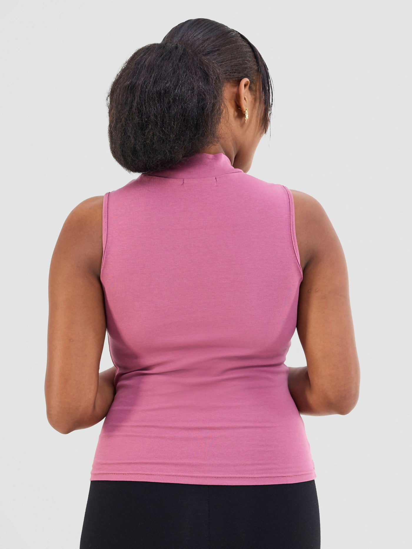 Anel's Knitwear Sleeveless Turtle Neck Top - Purple - Shopzetu