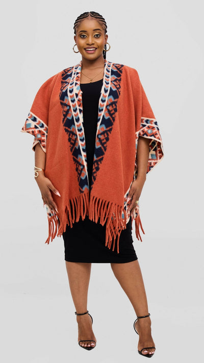 Silk House Collection Ari Poncho - Orange - Shopzetu