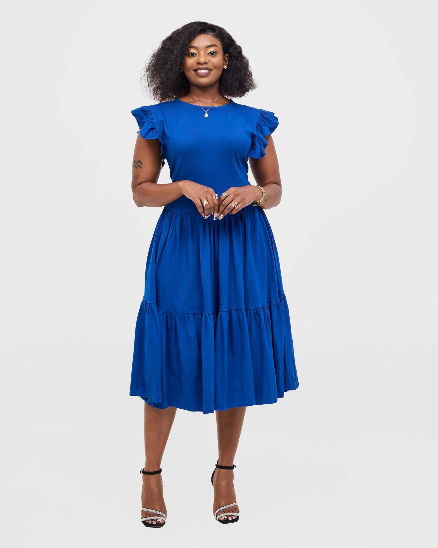 Gravio Aura Midi Dress - Blue - Shopzetu