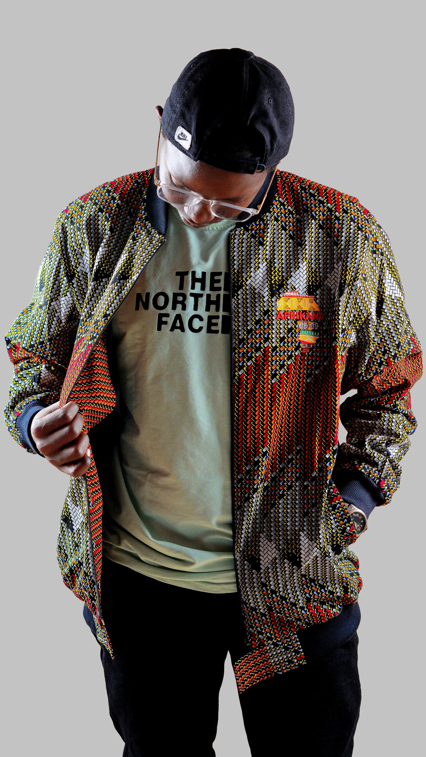 Afrikana Heritage Weave Bomber Jacket - Ankara Print