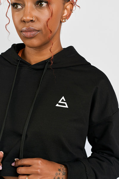 Rotator Active Wear Women's Cropped Lifestyle Hoodie Top - Black - Shopzetu