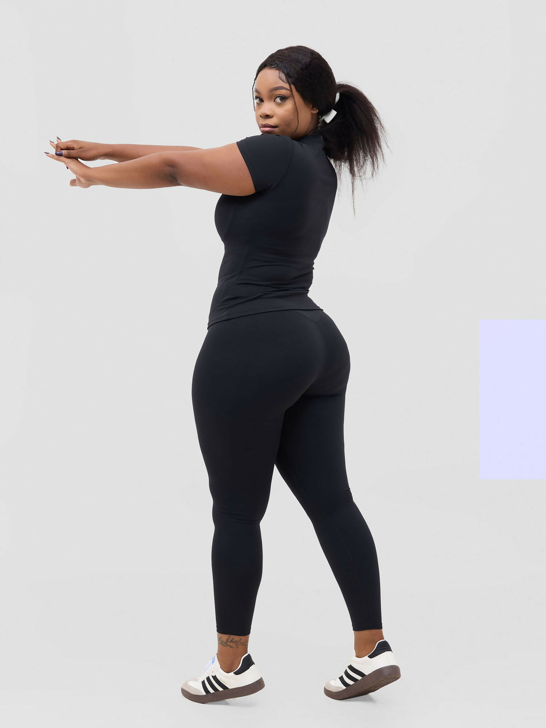 Flen Store Short sleeve top & Leggings set - Black - Shopzetu