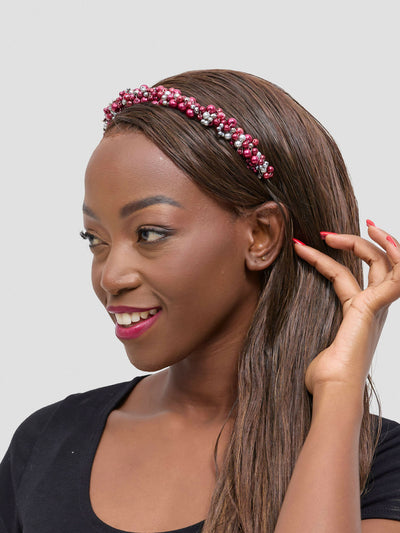 Yaakunte Arasha Head Crown - Burgundy / Silver - Shopzetu