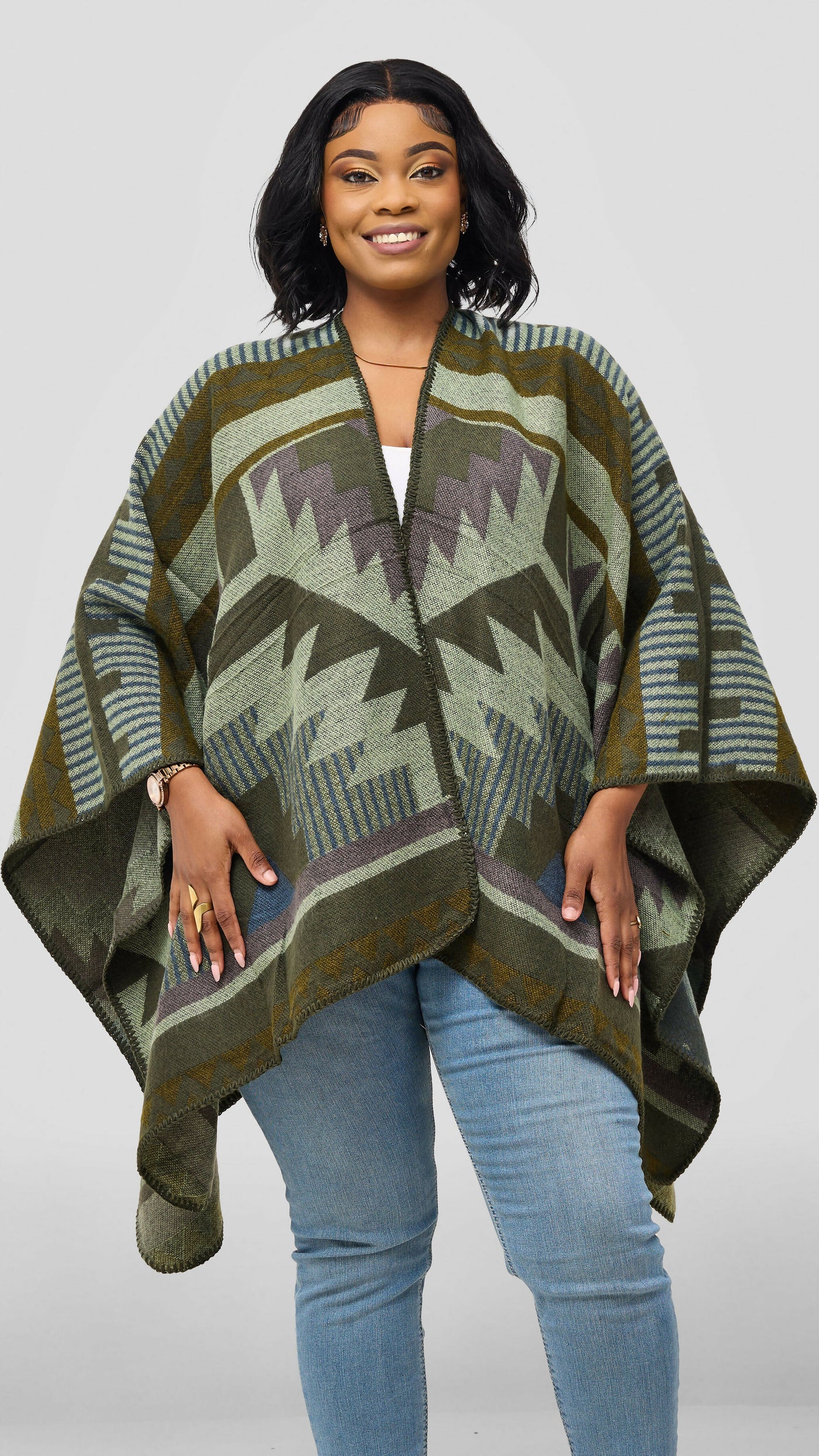 Afrodame Light Poncho - Green