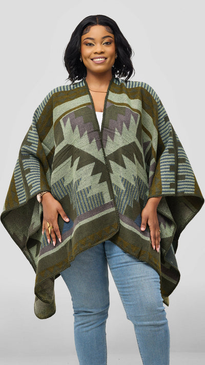 Afrodame Light Poncho - Green