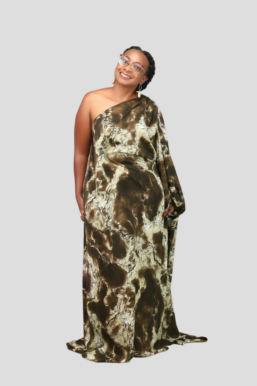 Thick & Fab Curvy Plus Size Fatima Dress - Green Print