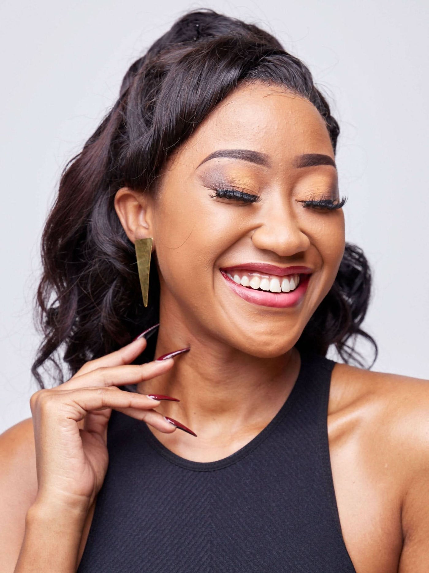 Lizola Sella Pyramid Earrings + Polisher - Brass - Shopzetu