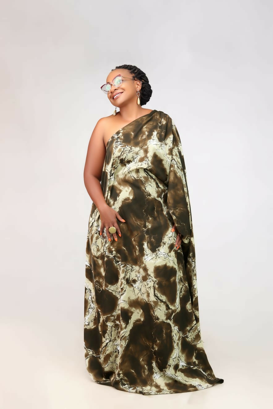 Thick & Fab Curvy Plus Size Fatima Dress - Green Print