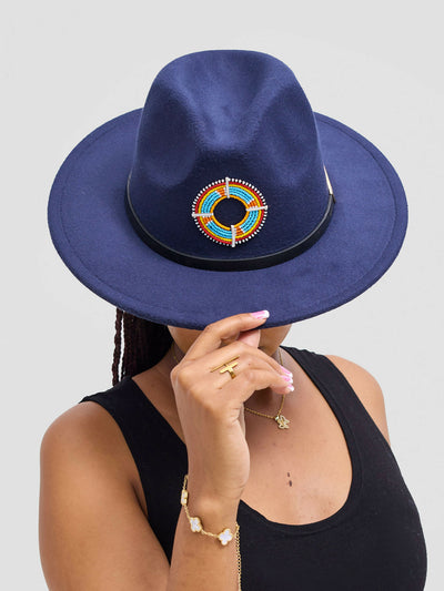 Umbo Collections Fedora Malkia Fedora Hat - Blue