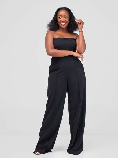 La Flor Apparel Curvy Plus Size Viola Strapless Jumpsuit - Black