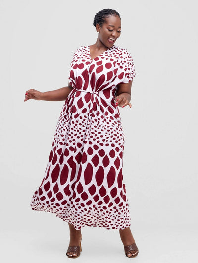Aramay Mulia Short Sleeved Maxi - Maroon - Shopzetu