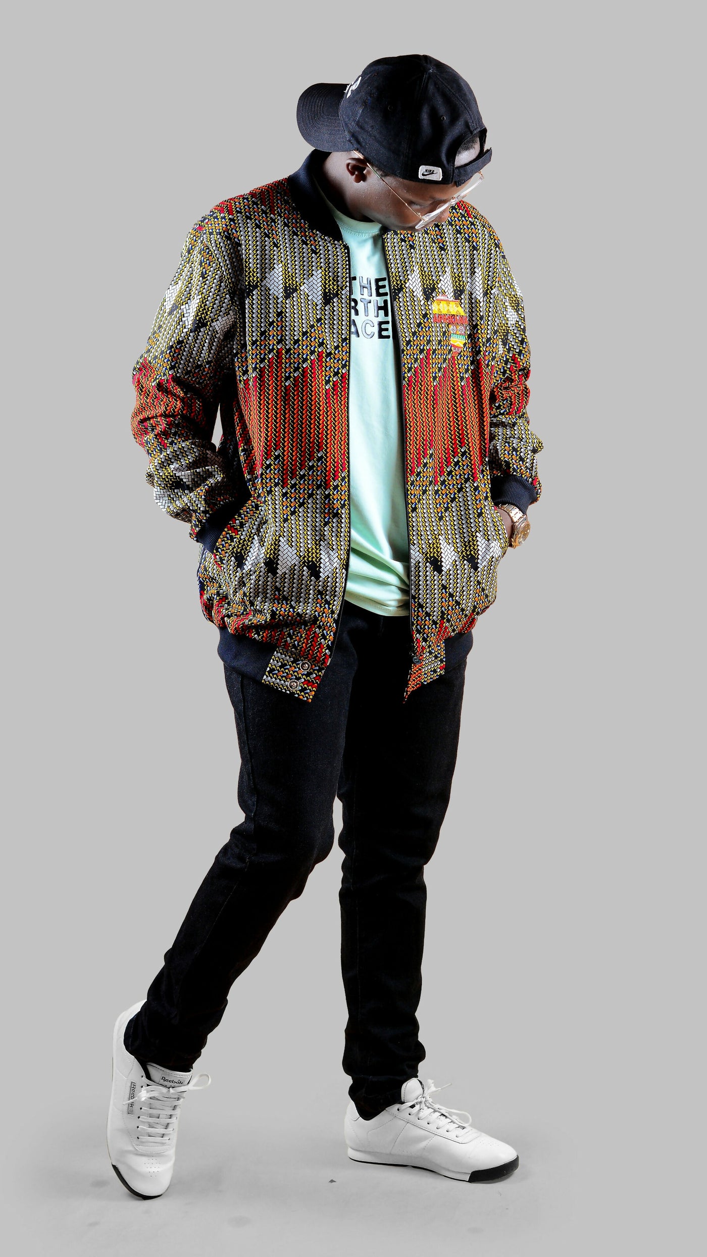 Afrikana Heritage Weave Bomber Jacket - Ankara Print